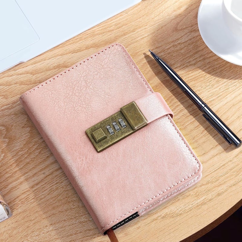 WEMATE A6 Journal with Lock - Vintage PU Leather Diary with Pen - Perfect for Men and Women - 4.3X 6.18in Rose Gold Keep Your Secrets Safe - Image 5